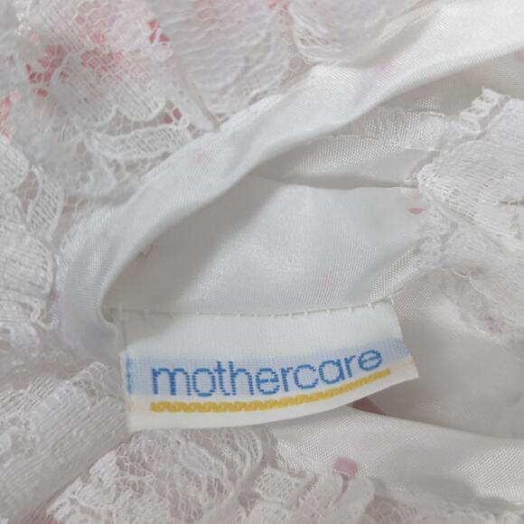 Vintage Mothercare Dress Girls Size 18m White Polka Dot Frilly Party Lace - Picture 5 of 5